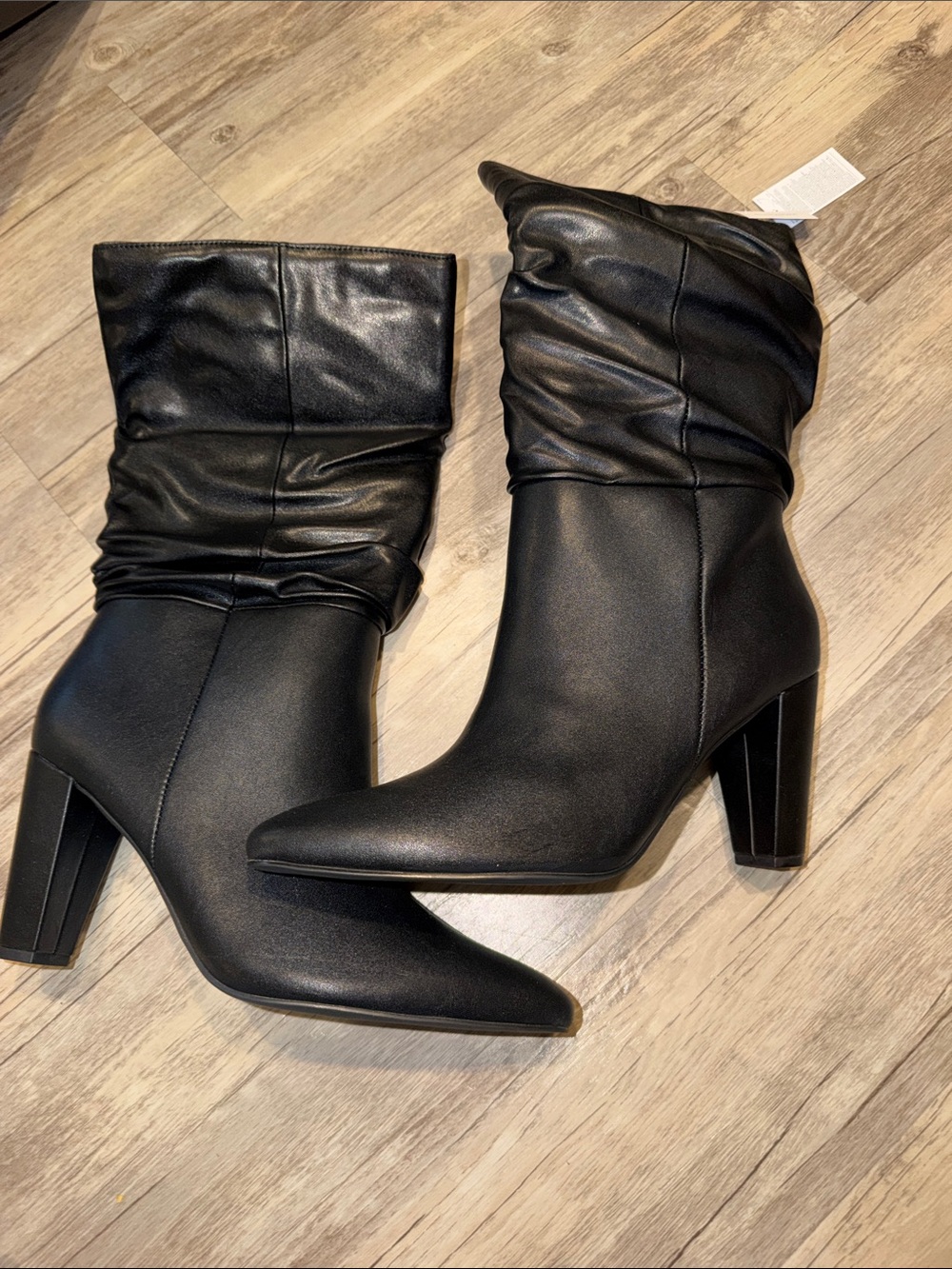 Banana Republic Black Slouchy Mid-Calf Heeled Boots